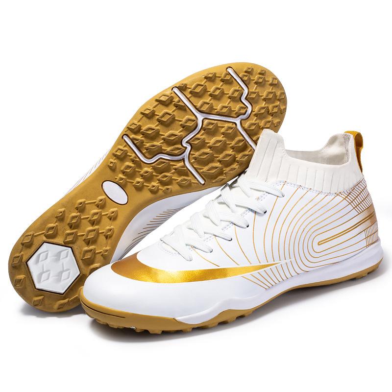 Дышащие мужские и женские футбольные бутсы с высоким верхом, профессиональные соревновательные тренировочные бутсы, нескользящие и износостойкие бутсы с шипами