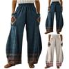 Женские свободные повседневные широкие брюки из хлопка и льна с принтом