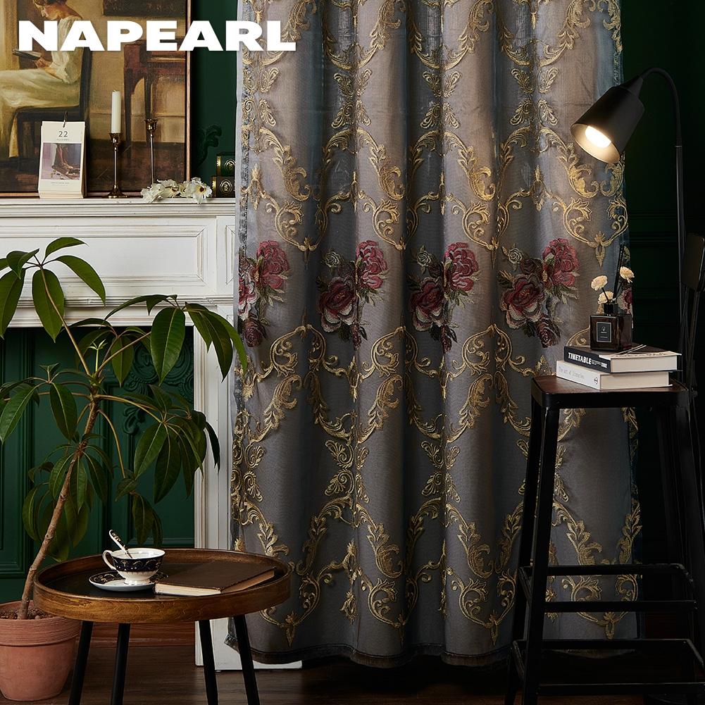 Комплект модных высококачественных экзотических роскошных двухслойных вышитых штор NAPEARL для гостиной, окон, штор, панелей, декора