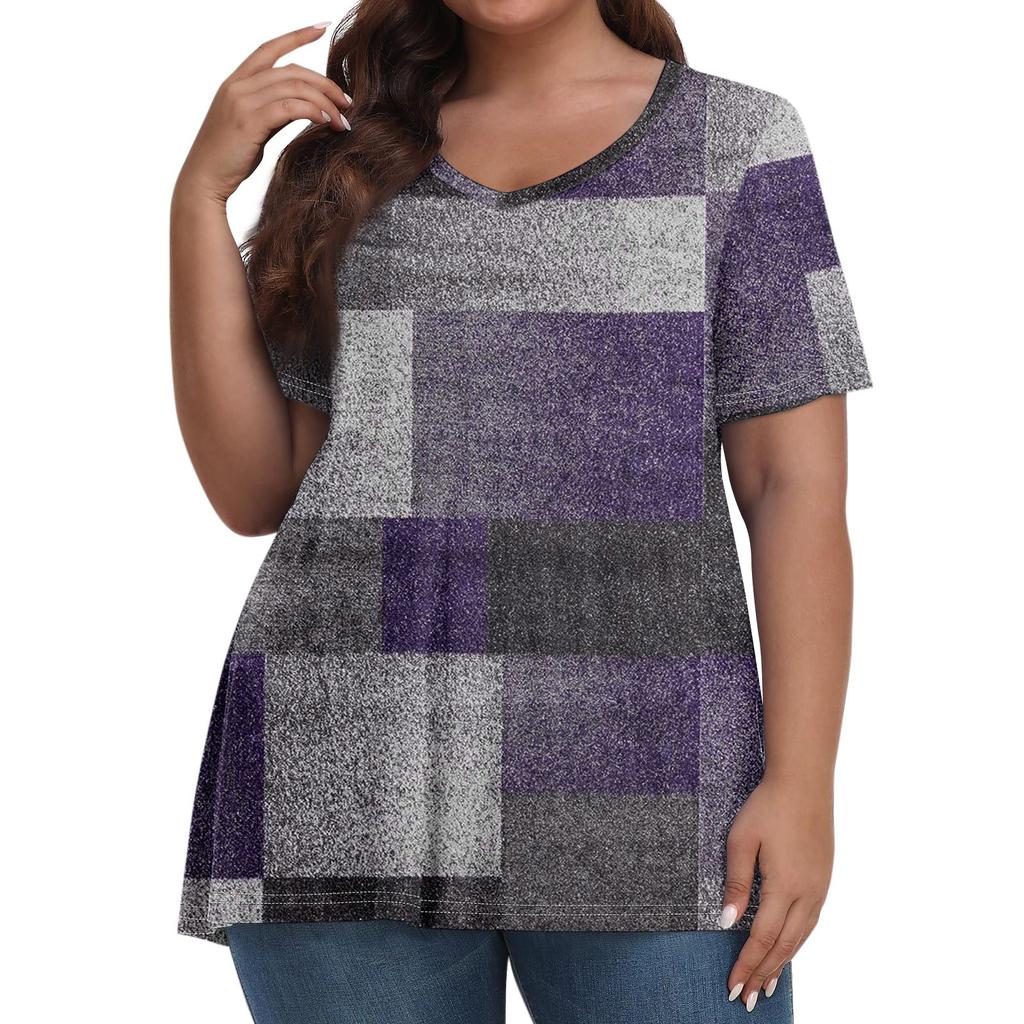 Женские топы больших размеров, шорты с рукавами, рубашки с V-образным вырезом, повседневная одежда, топы с принтами