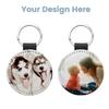 PU Leather Dye Sublimation Blanks Keychain Double Sides Blank ID Tags Keyring  Hanging Accessory
