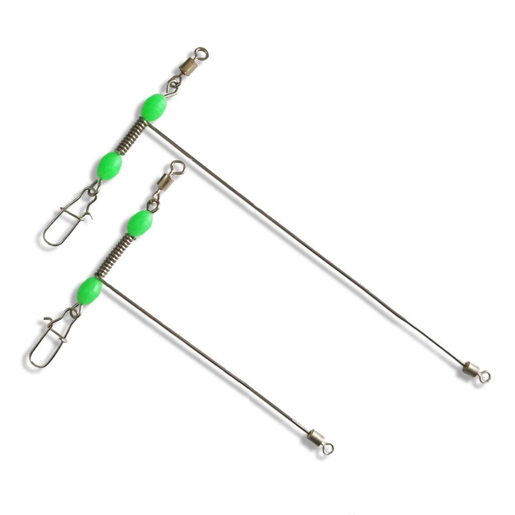 10 шт. Тройные вертлюжки с роликом, Т-образные вертлюжки с застежками, Соединители для рыбалки из нержавеющей стали со светящимися бусинами для ночной рыбалки