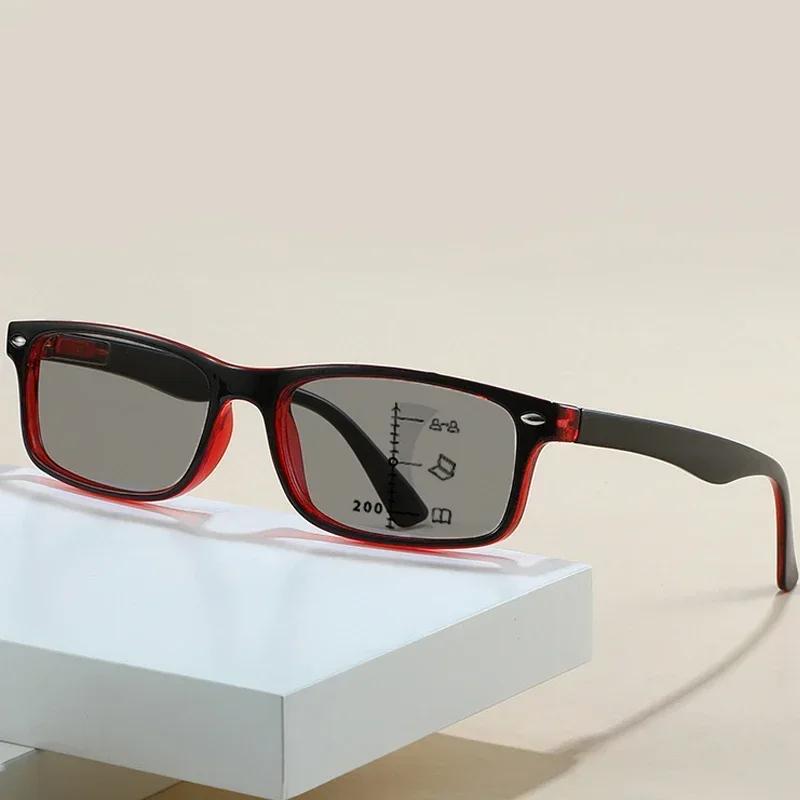 Анти-синий свет, фотохромные очки высокой четкости для пресбиопии, двухцветные многофокусные очки для чтения, сверхлегкие очки унисекс