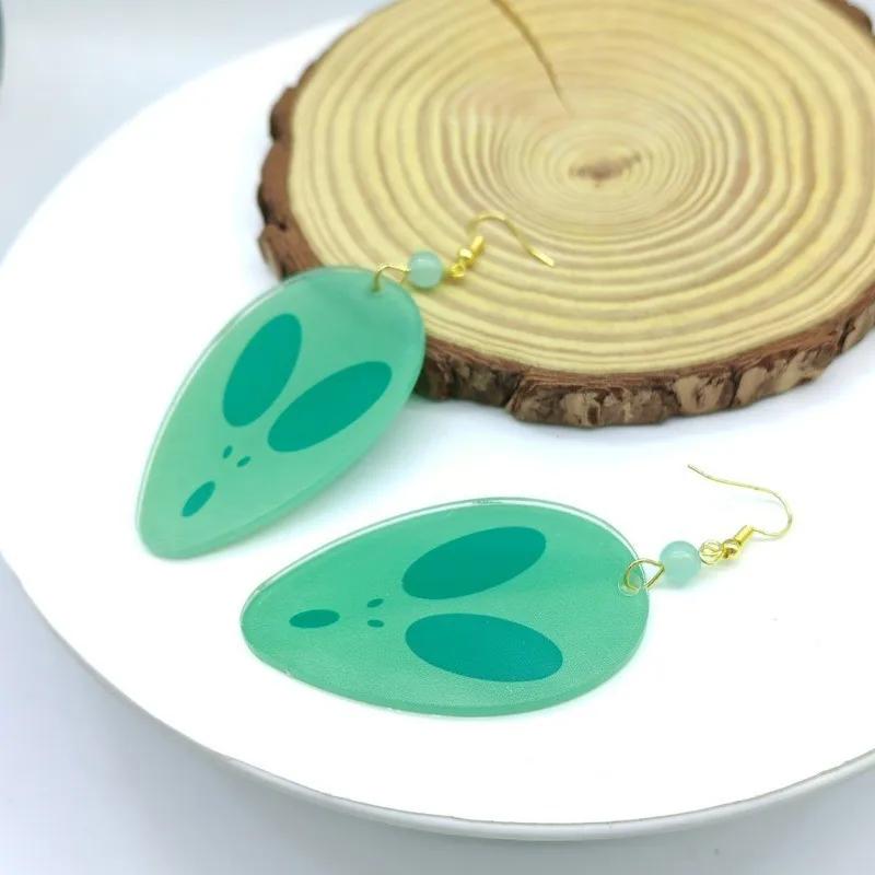 Anime DAN DA DAN Momo Ayase Personality Earring Green Earstuds Earclips Earwear Eardrop Women Cosplay Party Jewelry Accessories