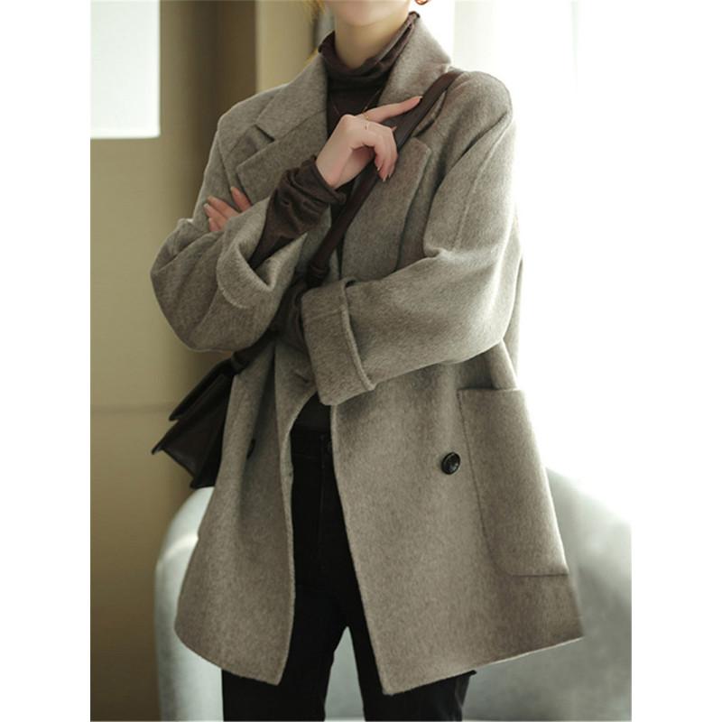 Tooxika осень и зима новый однотонный пиджак с воротником в елочку шерстяное пальто для женщин