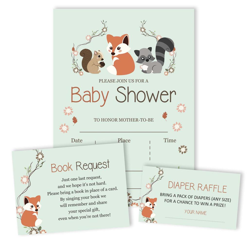 Inkdotpot 30 пригласительных открыток на вечеринку в честь рождения ребенка, заполненных в стиле «Животные», «Гендерно-нейтральные», «Пустые приглашения»