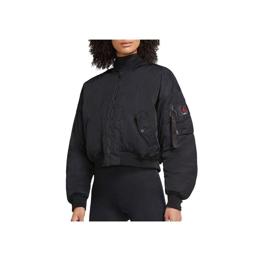 Jordan Solid Color Stand Collar Zip Jacket Women Jacket Black CW6449-010