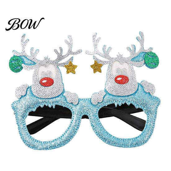 Santa Claus Party Glasses Christmas Glasses, Glitter Holiday Frames, Hat Tree Snowman Bear Funny Eyeglasses for Favors Gingerbread Man