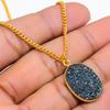 Peacock Titanium Druzy Gemstone 925 Sterling Silver Jewelry Necklace 20" GK-5015