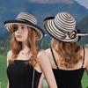 Summer Straw Hat Women's Striped Big Brim Fisherman Hat Outdoor Sun Protection Sun Hat