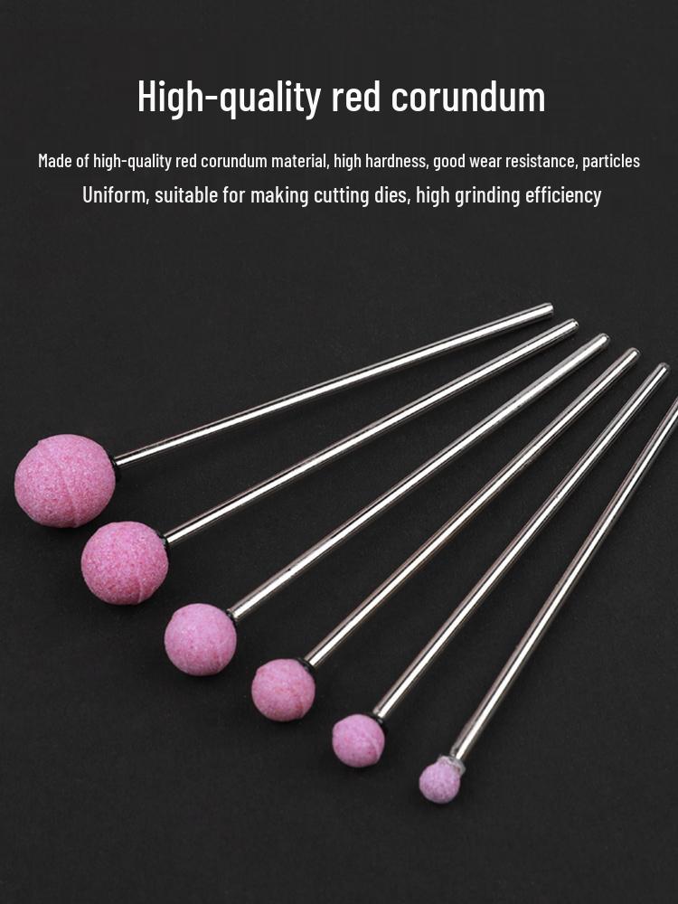 3 мм Красный корунд на кремневой связке Шаровидный шлифовальный круг с длинным хвостовиком для дрели - Удаление ржавчины с металла и полировка.