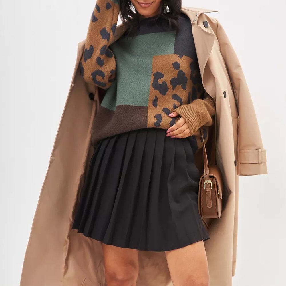 GMXIA Джемпер женский леопардовый принт осень и зима ретро свободная верхняя одежда ленивый ветер вязание темперамент пуловер топы