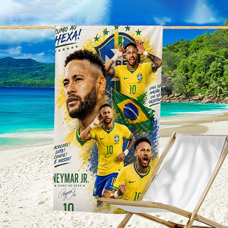 1pc Neymar1 Beach Towel, Beach and Seaside Swimming Pool Equipment, Fashion Pattern, Rectangular, Travel Essentials