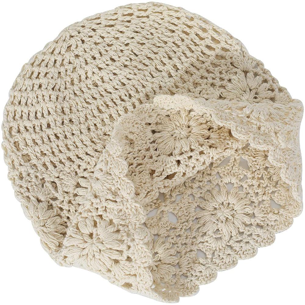 Женская хлопковая вязаная шапка с напуском, вязаная шапка ручной работы с вырезом, летняя кепка с цветочным принтом и черепом