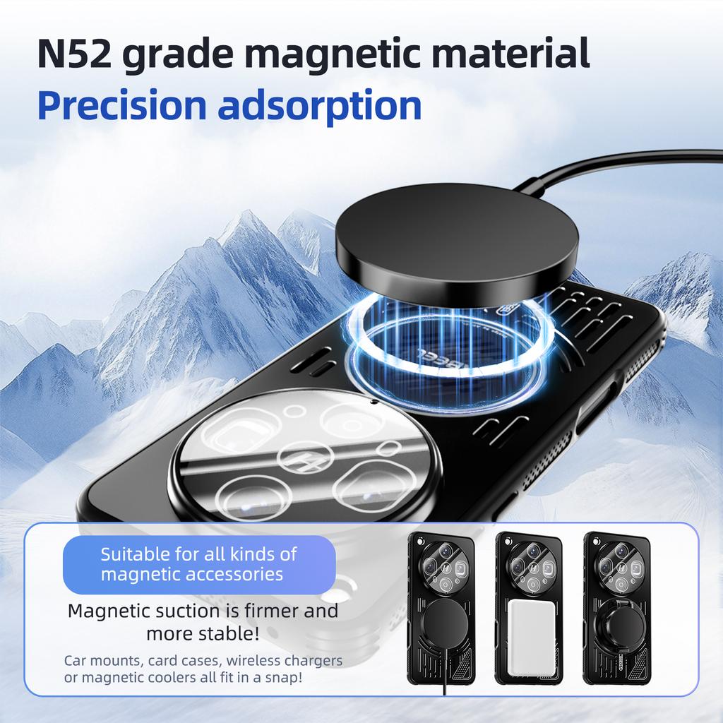 ABEEL For Oppo Find X8s 5G Magnetic Case Aluminium Alloy+PC+TPU Hollow Heat Dissipation Phone Cover