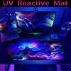 1pc Large Gaming E-sports Computer Thickened Fluorescent Mouse Pad, Modern Galaxy Pattern Print Desktop Mat, UV Black Light Non-slip Mouse Pad