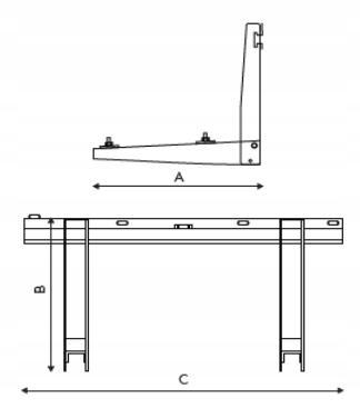 Wspornik Stalowy Ścienny Wieszak Uchwyt 420 Mm Do Klimatyzacji 100 Kg Ms230