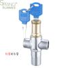 3 Way Home Office Key Angle Valve Faucet 1/2 90 Degree Lock Anti-theft Copper Angle Valve Taps Modern Design 3-Year Warranty
