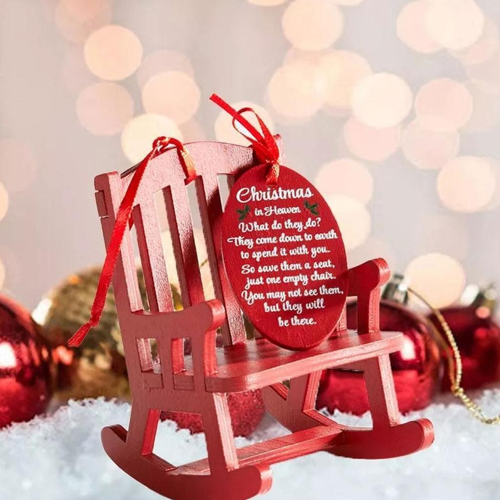 Christmas Memorial Chair Ornament Christmas Tree Decorations Mini Wooden Rocking Chair with Meaningful Tag Sign Decor