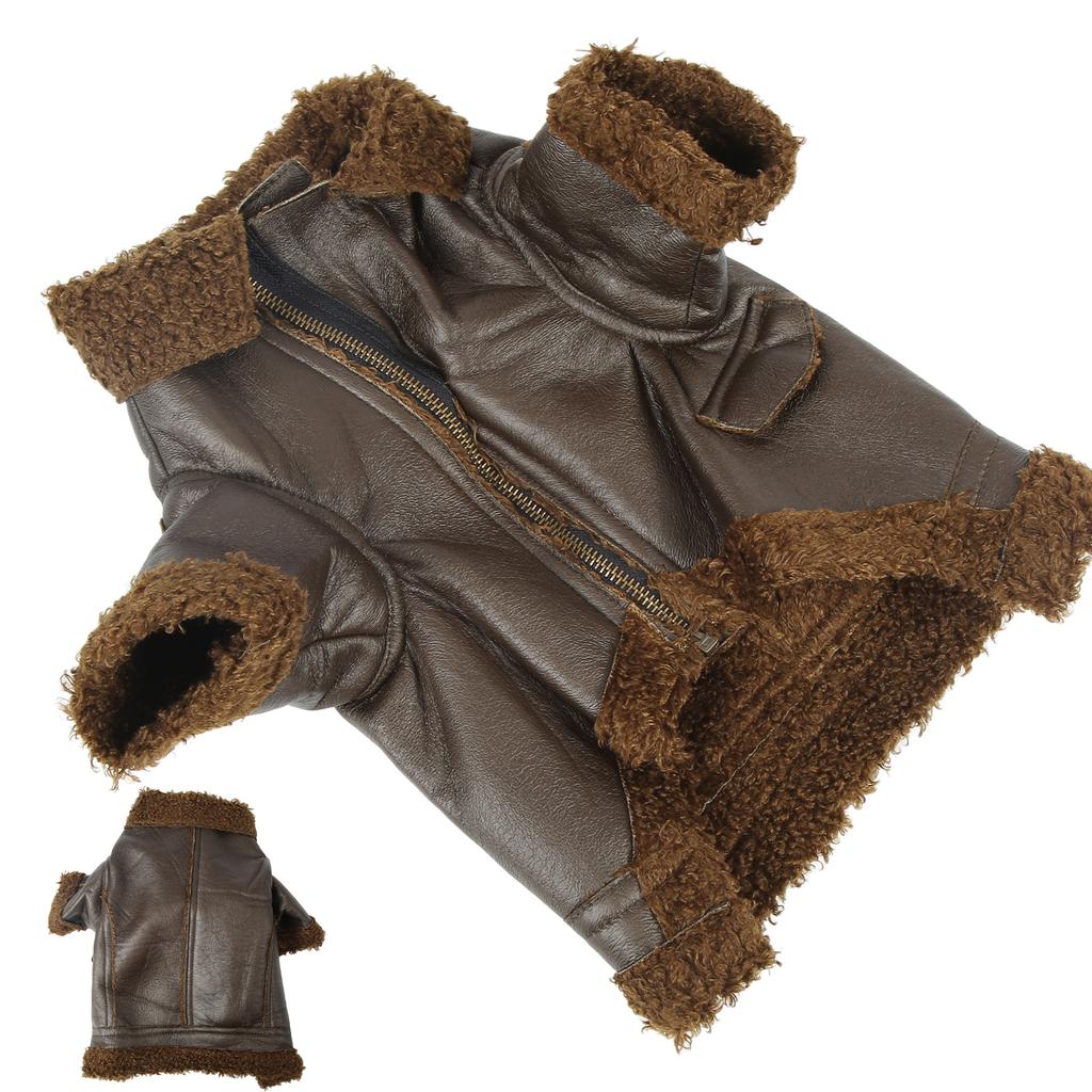 Кожаная куртка для собаки, зимняя кожаная куртка для питомца для маленьких, средних и больших собак и кошек