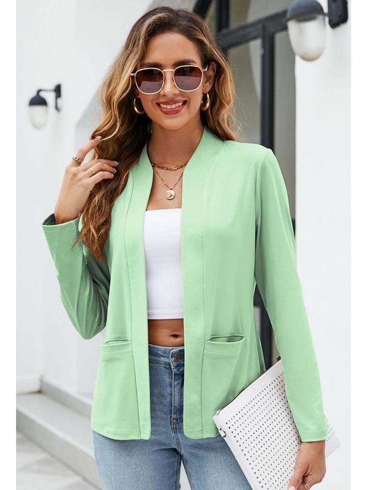 Осенние женские пиджаки с воротником на заказ и карманами, повседневные однотонные однотонные лоскутные женские костюмы с длинными рукавами, пальто, женские рабочие топы