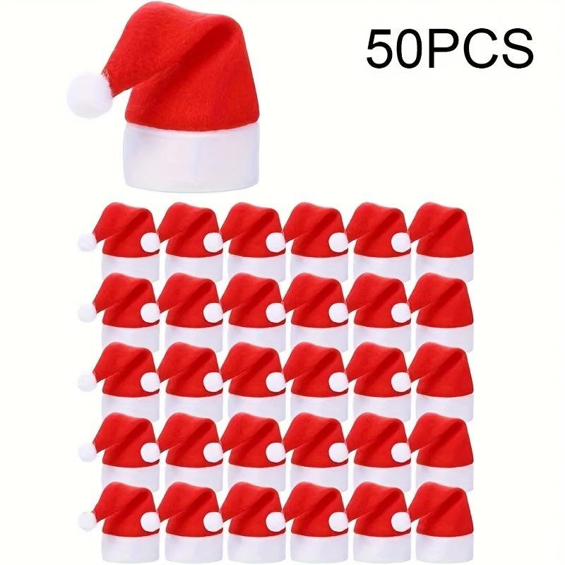 50pcs Christmas Hat for Fork Knife Tableware Decorations Plush Mini Santa Hat Family Party Decor New Year Gifts Xmas Hat Gifts