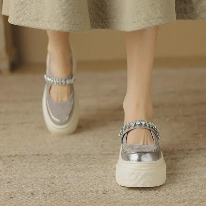 Женские босоножки на платформе со стразами 2024 года: Туфли на толстой подошве и высоком каблуке для лета