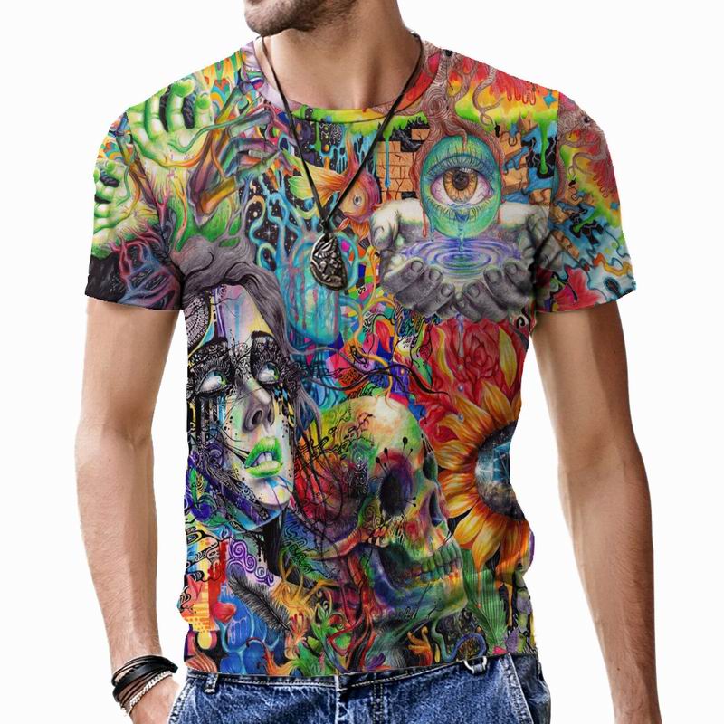 Мужская футболка Terror Skull с коротким рукавом, свободная в стиле хип-хоп, Harajuku, крутая повседневная одежда с 3D принтом, забавные топы большого размера, дышащие мужские