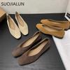 Fashion SUOJIALUN 2025 Spring New Women Flat Shoes Fashion Round Toe Slip On Ladies Elegant Boat Shoes Soft Flat Heel Outdoor Single Sho
