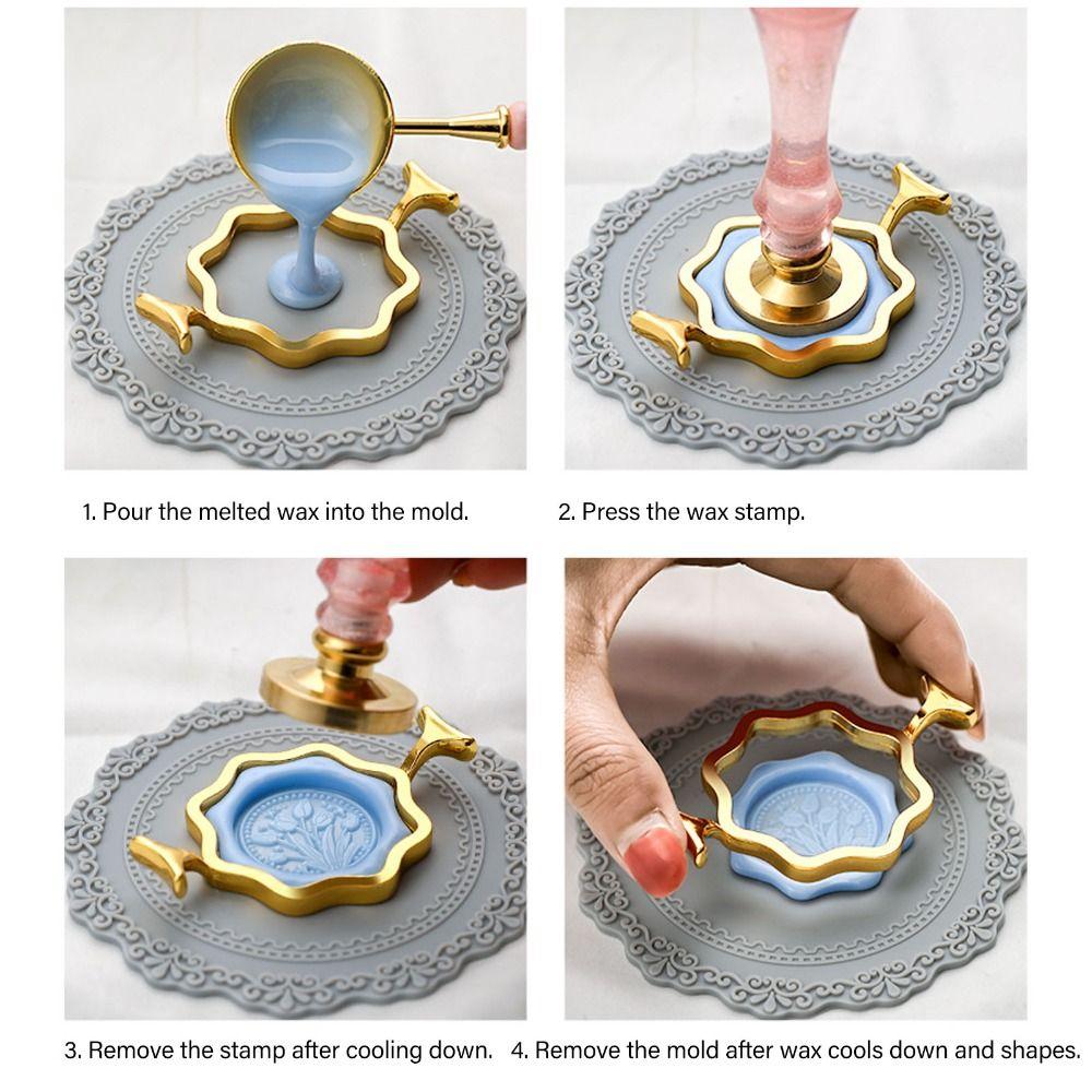 3Pcs 3 Shapes Wax Seal Stamp Rings Gold Wax Seal Stamp Mold Metal Wax Seal Molds Invitations