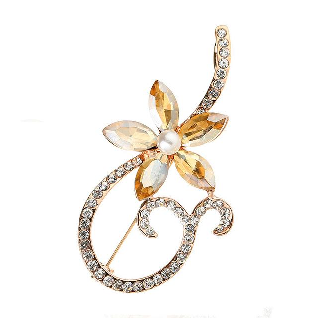 Rhinestone Flower Brooch Bouquet Blue Crystal Corsage Pins Broches Para Ropa Mujer Gift For Women Girls