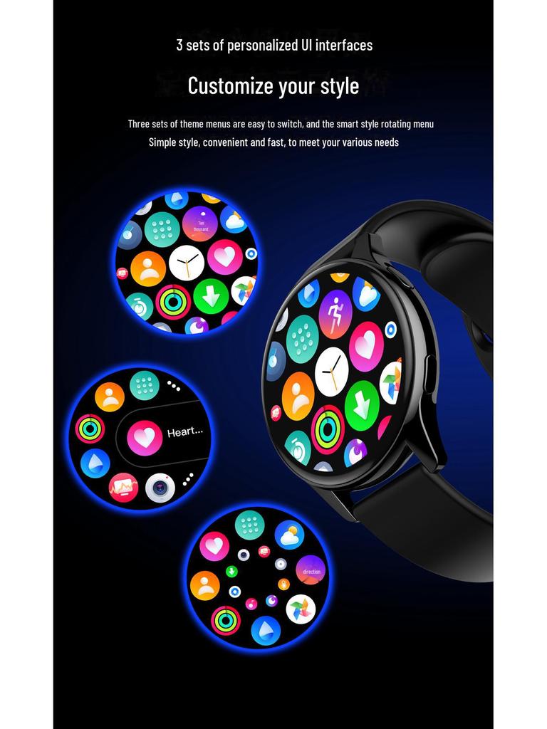 T2pro Smartwatch: Cross-border Bluetooth, Round Screen, Heart Rate Monitor, Step Counter, Call & Message Alerts.