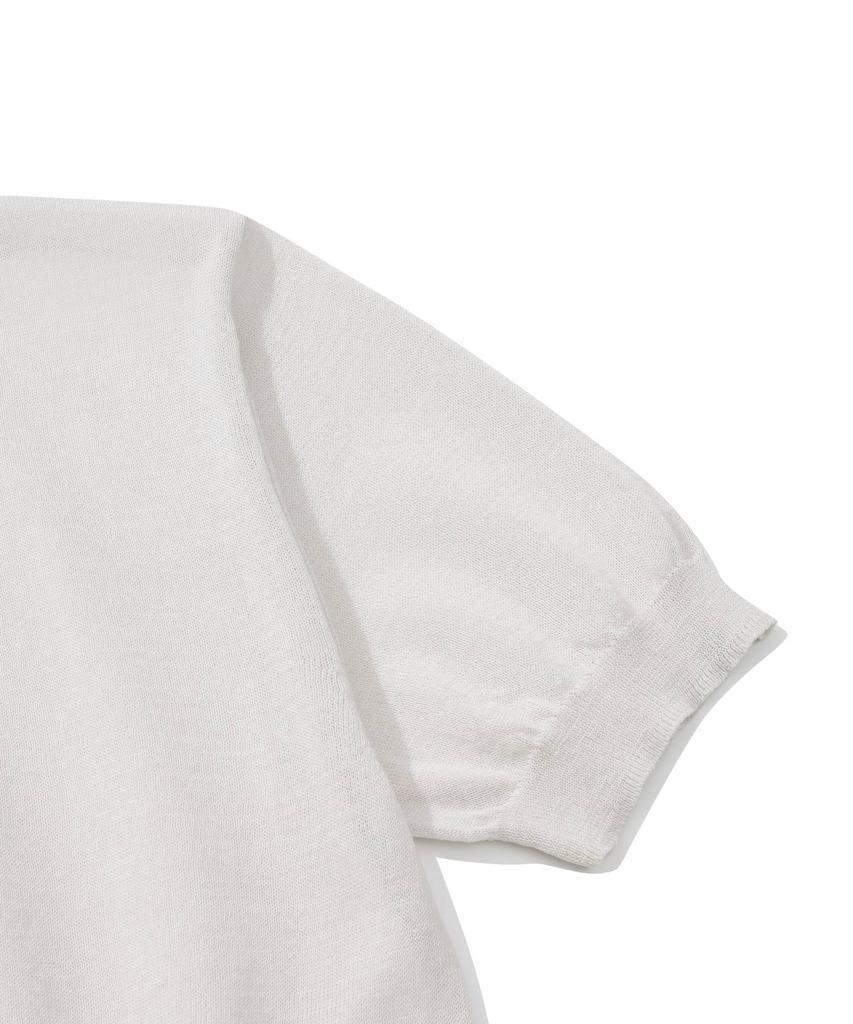 COVERNAT WOMAN Sheer Collar Crop Half Knit Light Gray