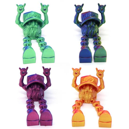 3D Printed Christmas Gnome Ornament Devil Horn Dwarf Figurine Fidget Toy with Movable Joints Articulated Elf Model Decoration