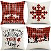 Новая Рождественская наволочка Лен Рождественская Клетка Снежинка Диван Гостиная Наволочка Подушка