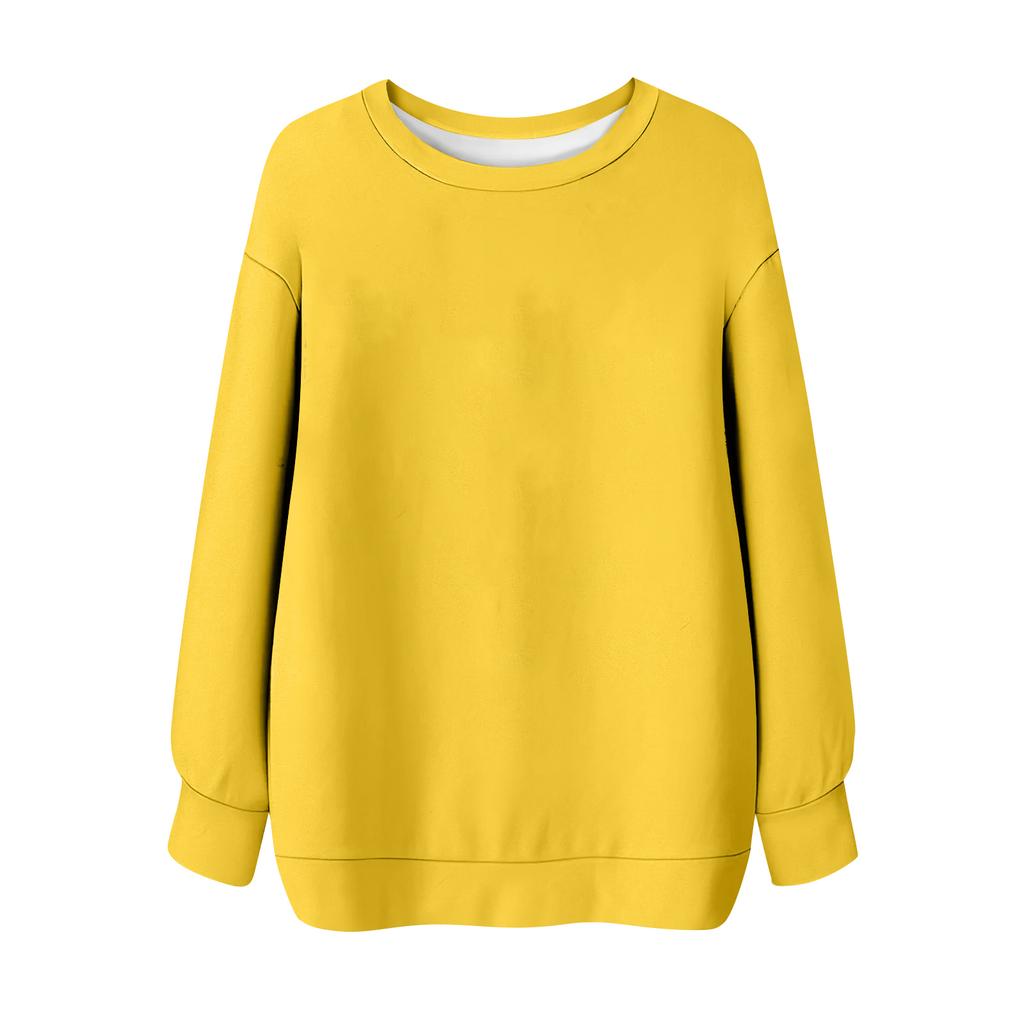 Женская однотонная футболка с круглым вырезом и длинными рукавами, свитшот