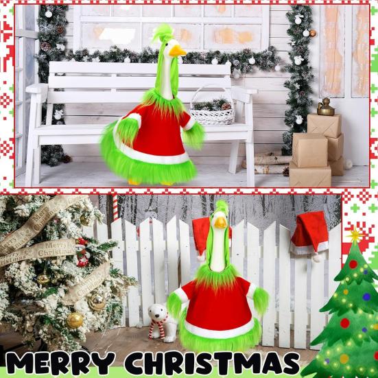 Красный Рождественский Санта Праздничный Костюм Рождество Миссис. Наряд Клауса Гуся Платье для 23-дюймовой Цементной Уличной Патио Статуи Декор