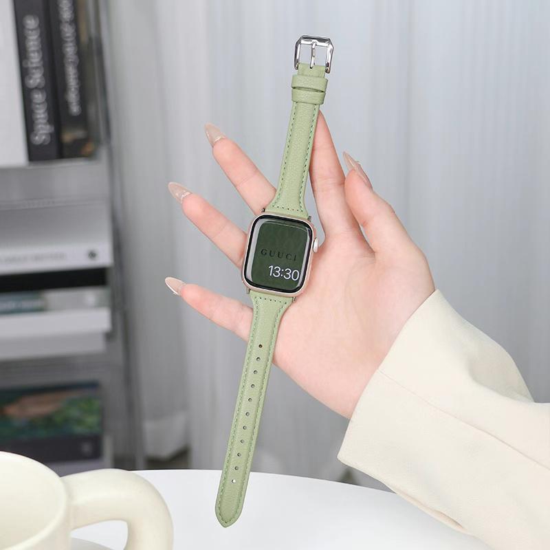Тонкий кожаный ремешок для Apple Watch 9, ремешок 38 мм, 40 мм, 41 мм для IWatch 8, 7, 6, 5, 4, 3 SE, сменный ремешок на запястье, 42 мм, 44 мм, 45 м, ультра 49 мм