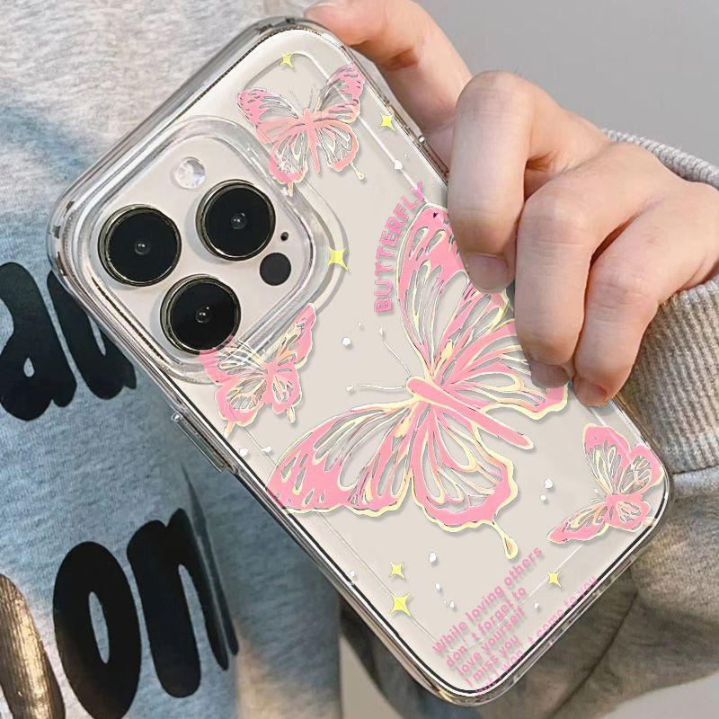 Супер-сказочная линия бабочка подходит для iPhone17promax Apple 16 чехол для мобильного телефона 15/14 прозрачный 13 все включено x