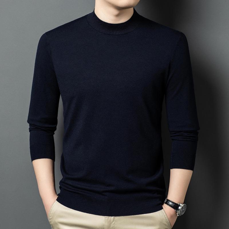 Men S Round Neck Long Sleeve Knit Sweater Loose Fit Casual Pullover