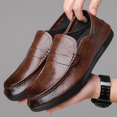 Мужские мокасины Slip-On Luxury fashion Leather new Весна Осень Мужская повседневная обувь для отдыха на открытом воздухе Плоские деловые туфли мужские Trend Loafers