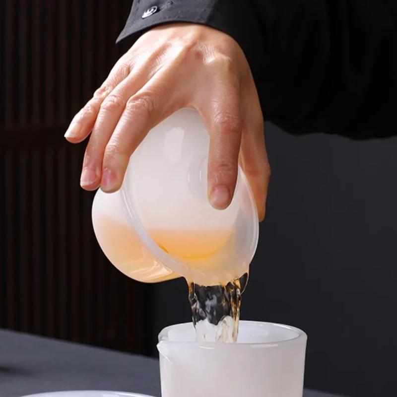 Легкая роскошь глазурованная чаша-крышка три таланта белый нефрит домашний набор для кунг-фу чая офисная встреча подарок для гостя нефритовый фарфор