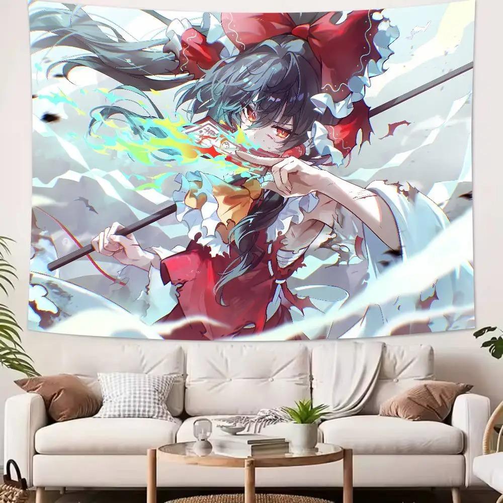 Кавайная Аниме Девушка Touhou Печатный Гобелен Настенное Полотно Милый Мультяшный Стиль Фэнтезийный Фон Домашний Декор