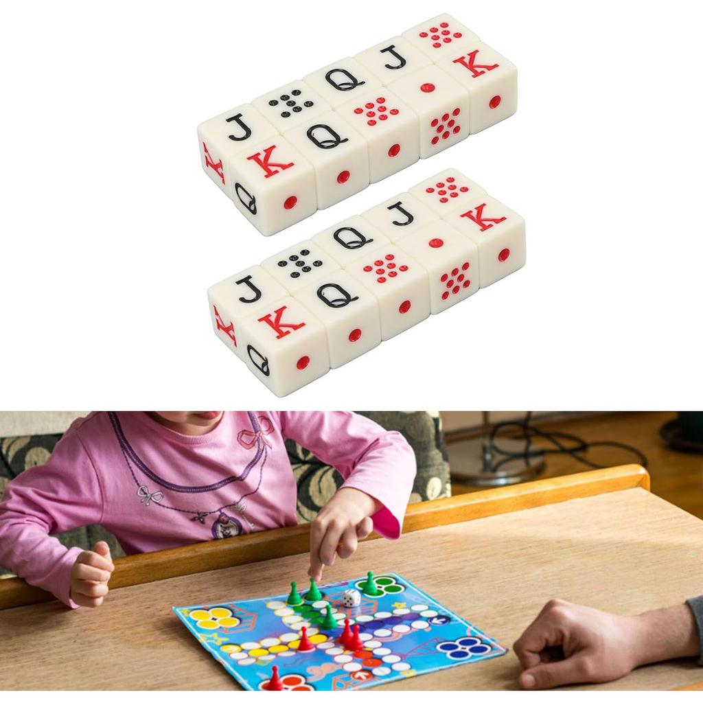 20 шт./компл., 16 мм, квадратные угловые зубы, желтые акриловые покерные кости, JQK, настольные игральные кости, испанские кости