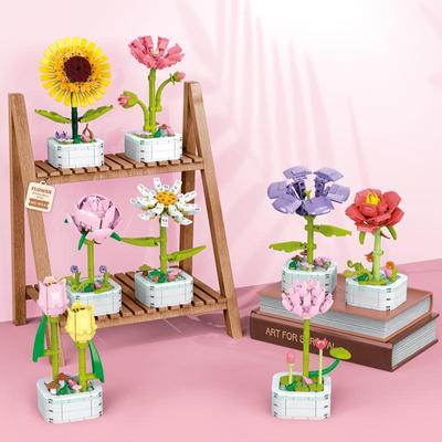 Строительные блоки Горшечные растения Частицы DIY Сборка Вечные цветы Подруги Праздничные подарки Девушки Головоломки Сборка Модели Строительные блоки Игрушки