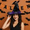 Folds Halloween Witch Hat Satins Wizard Cap Cool Mesh Bow Witch Hat  Dress Up