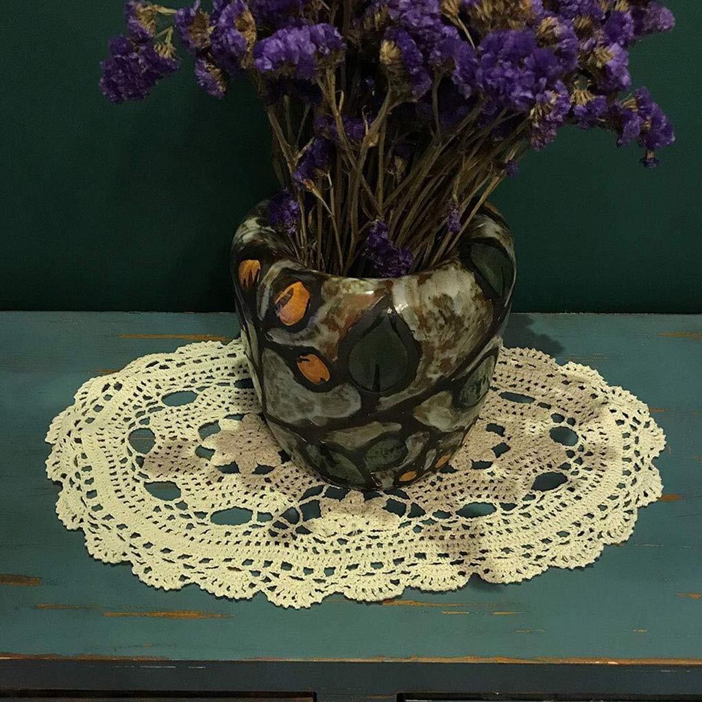 2 шт. овальный обеденный коврик крючком кружевная скатерть винтажная ручная работа вязаная крючком хлопчатобумажная скатерть с цветами