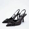 Fine Heel Heel Sandals Pointed Toe Mesh Slingback Sandals For Women Party Shoes Shoes Elegant Pumps Shoes