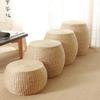 31x31x20см Круглый пуфик в японском стиле, плетеный из ротанга, маленький стул с нескользящим сиденьем, скамейка-подушка, напольный пуф, соломенная циновка, домашний декор