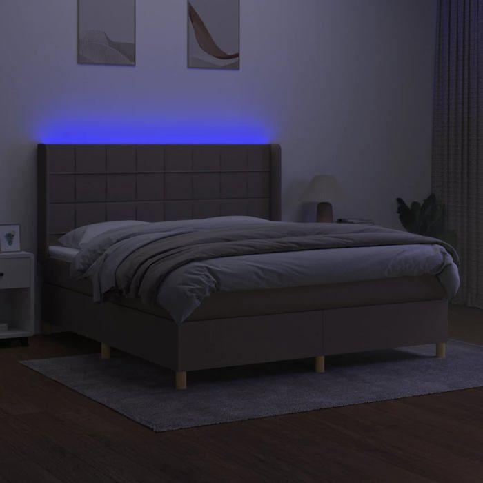 VidaXL Slatted Bed Base with Mattress and LED, Upholstered Bed, Double Bed, Adult Bed for Interior Bedroom, 3138889